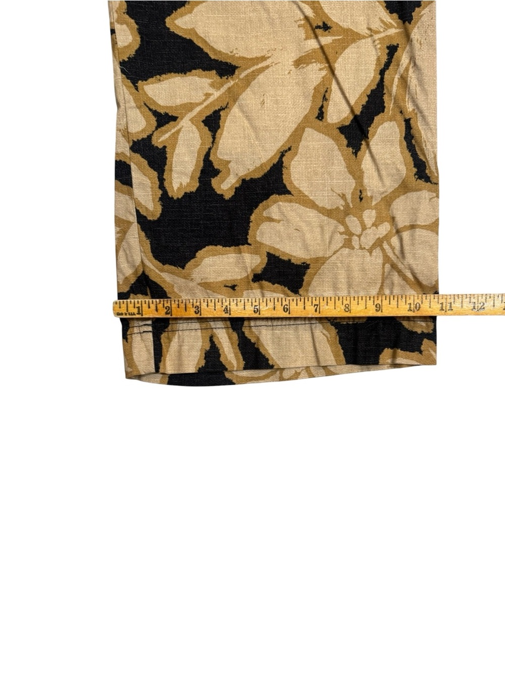Democracy Floral Wide Leg Crop Pants Black Tan Beige Size 12 - Picture 5 of 9